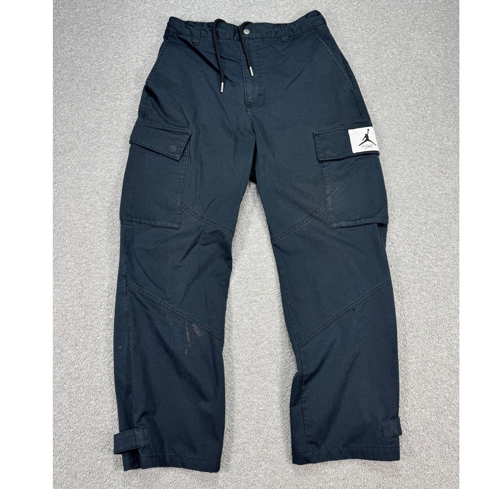 Nike Air Jordan Flight Cargo Pants Men's Medium Black Straight Leg Woven Baggy